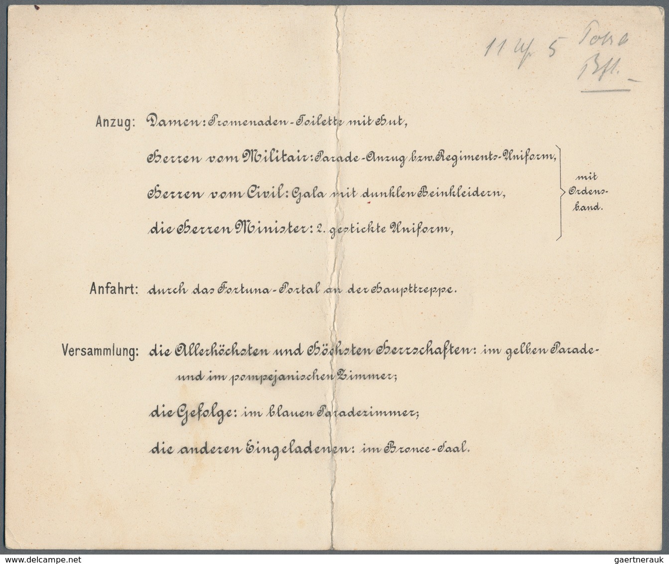 Ansichtskarten: Motive / Thematics: AUTOGRAPHEN, Einladung Kaiser Wilhelm II. Bzw. Ober-Hof-und Haus - Autres & Non Classés