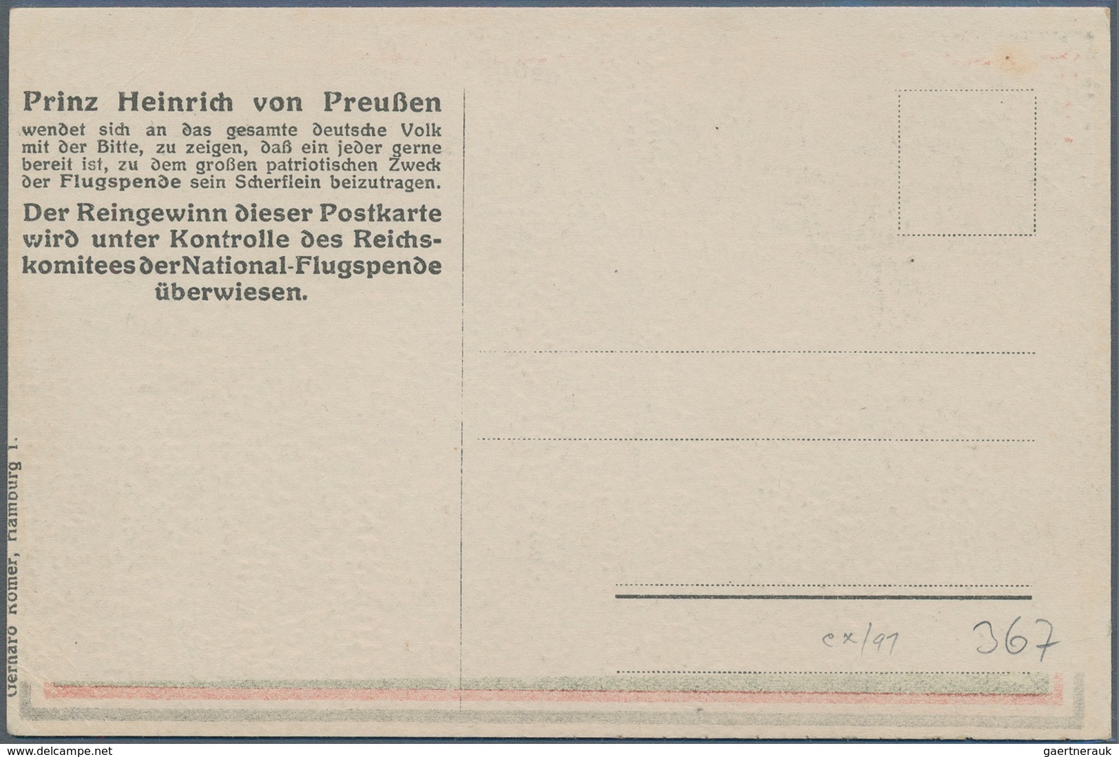 Ansichtskarten: Motive / Thematics: FLUG, "Nationale-Flugspende 1912" Prinz Heinrich Von Preußen, Ko - Autres & Non Classés