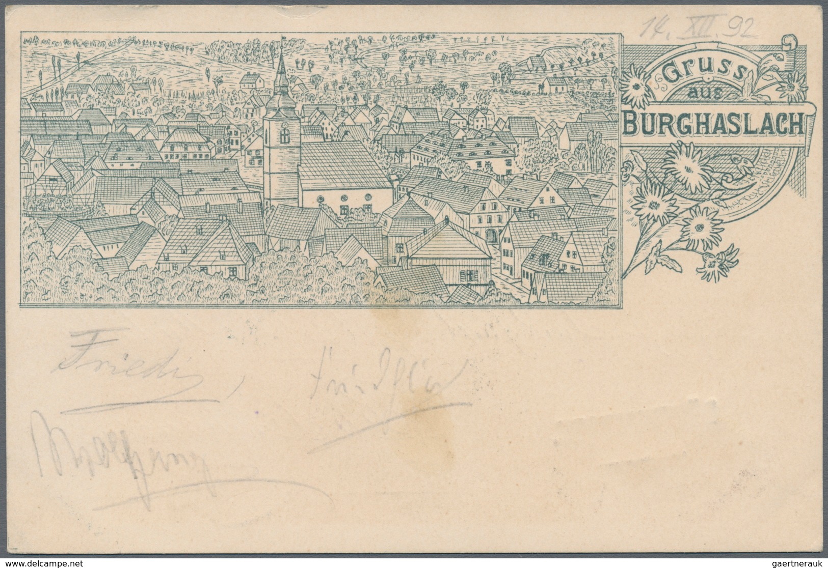 Ansichtskarten: Bayern: BURGHASLACH (8602), Frühe Karte Mit Panoramaansicht, Postalisch Gelaufen 189 - Autres & Non Classés