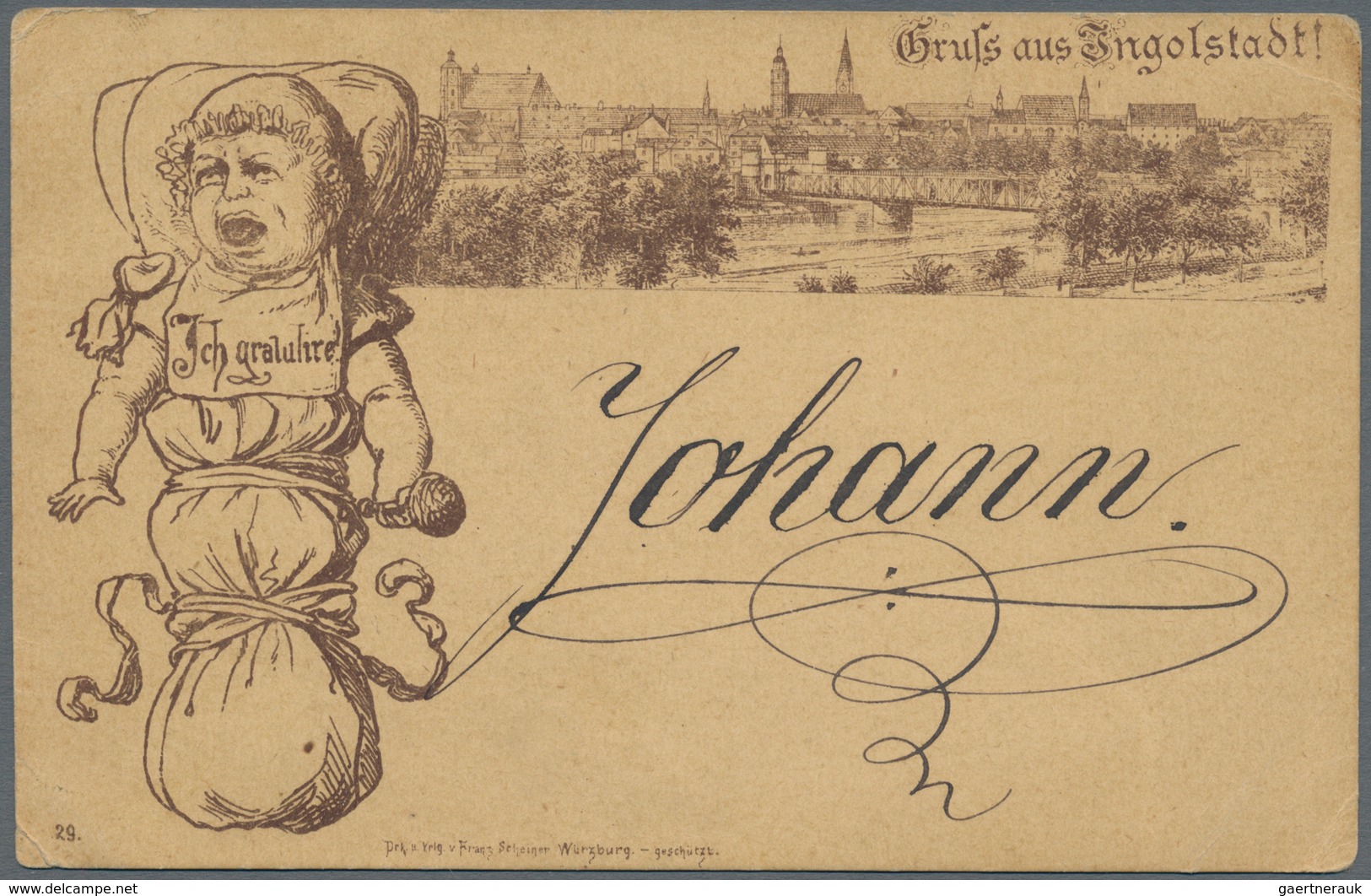 Ansichtskarten: Bayern: Ca. 1885 Scheiner Vorläuferkarte Auf Bräunlichem Karton Gruß Aus Ingolstadt - Autres & Non Classés