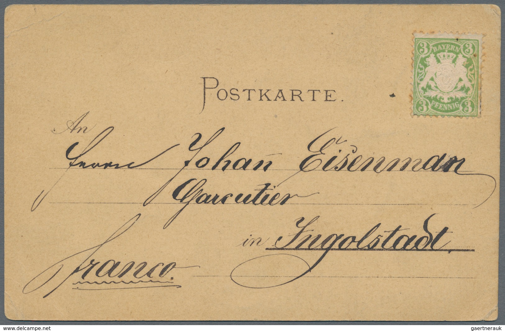Ansichtskarten: Bayern: Ca. 1885 Scheiner Vorläuferkarte Auf Bräunlichem Karton Gruß Aus Ingolstadt - Sonstige & Ohne Zuordnung