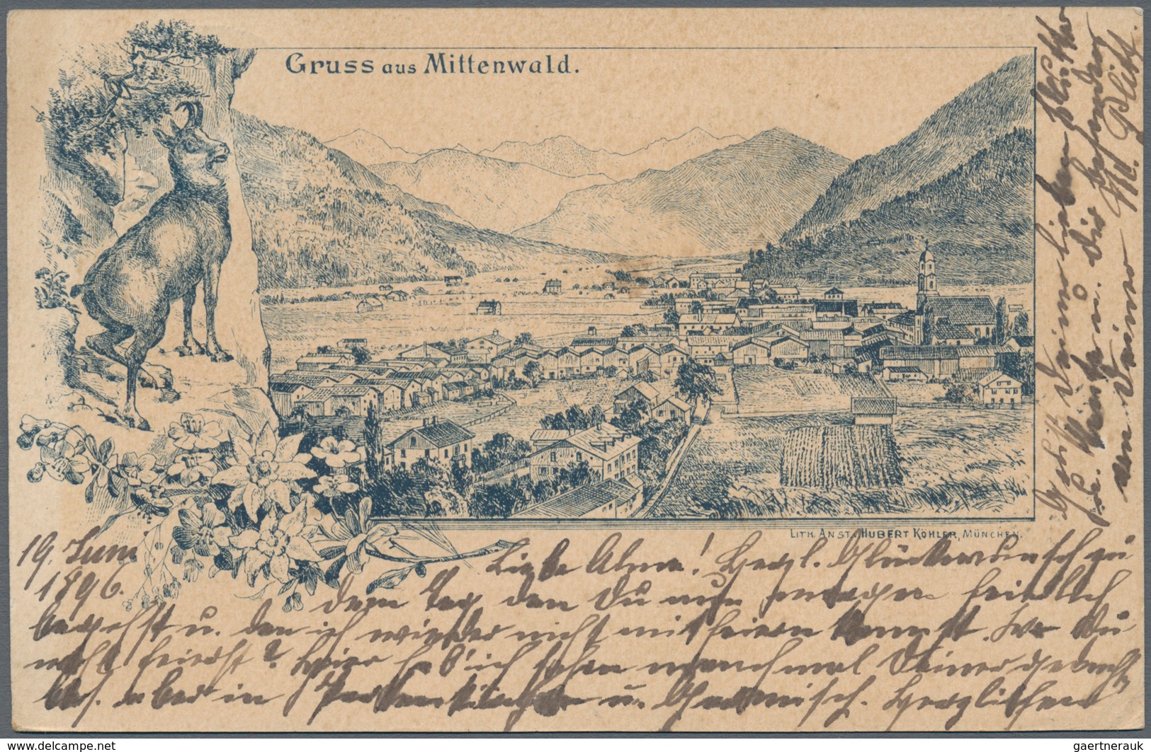 Ansichtskarten: Bayern: MITTENWALD (alte PLZ 8102), Frühe Karte Mit Panoramaansicht, Postalisch Gela - Sonstige & Ohne Zuordnung