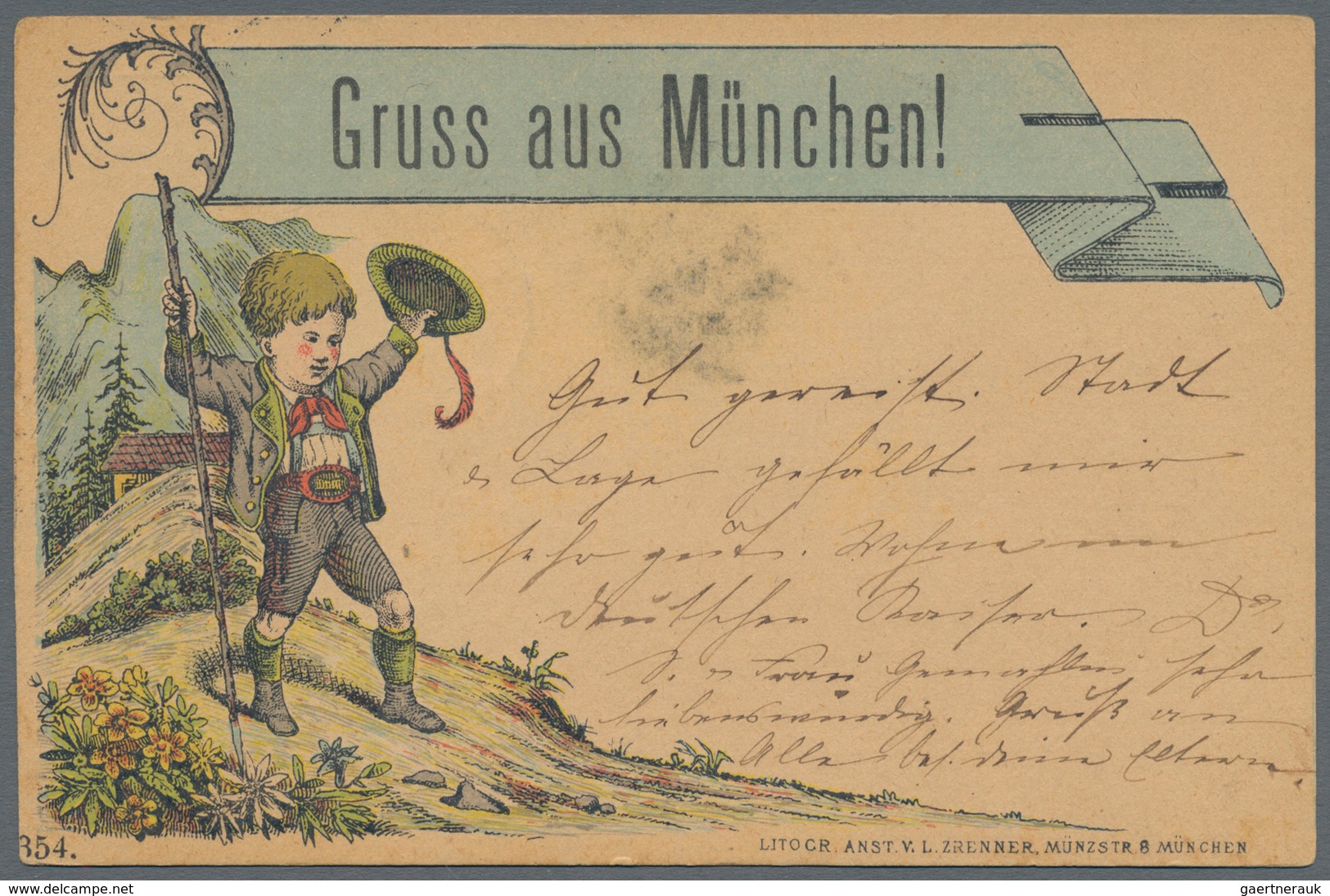 Ansichtskarten: Bayern: 1886 Vorläuferkarte Der Litogr. Anst. V.L. Zrenner Gruss Aus München Ganz Le - Autres & Non Classés