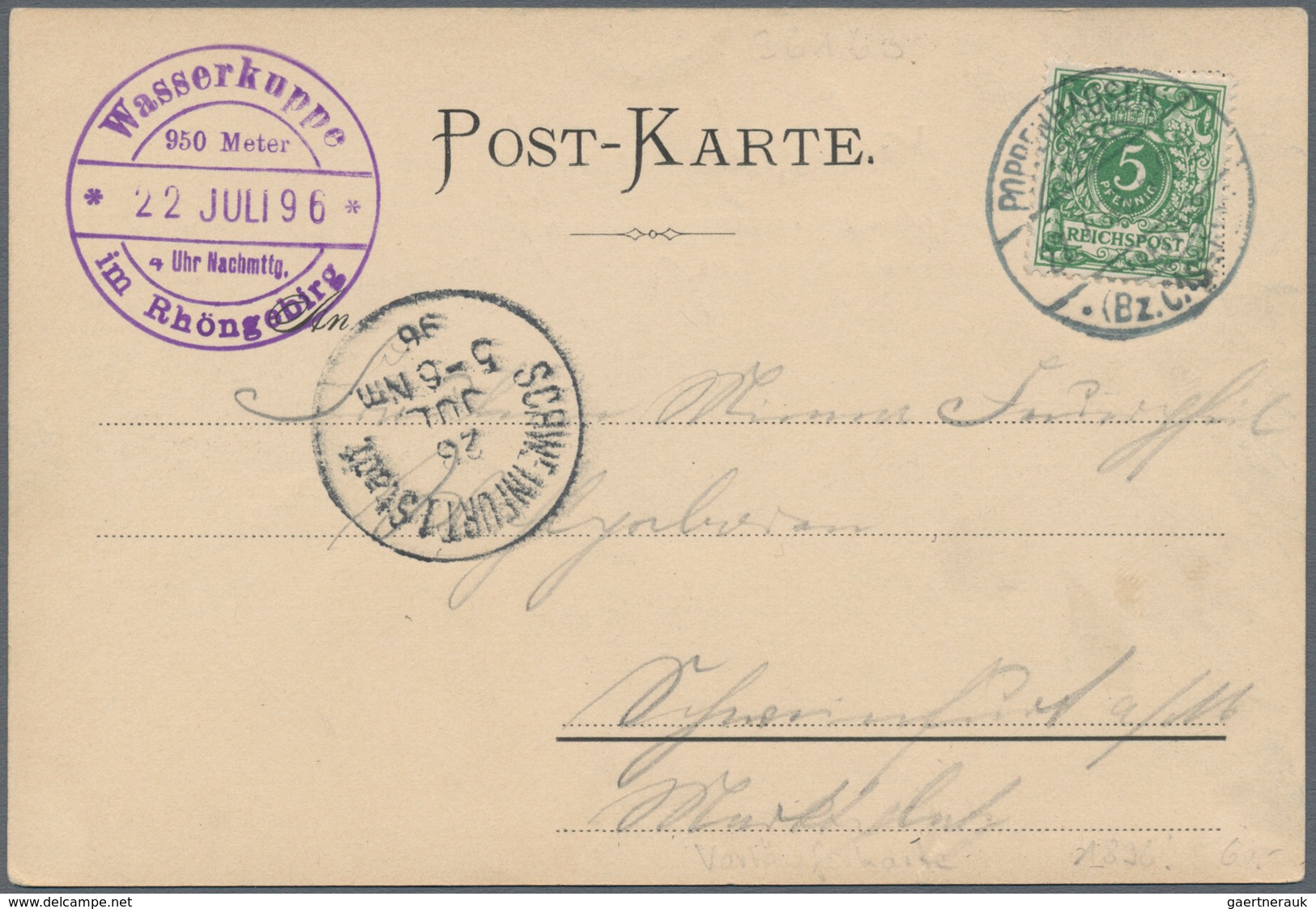 Ansichtskarten: Hessen: WASSERKUPPE (alte PLZ 6416), Frühe Ansichtskarte Postalisch Gelaufen 1896 In - Autres & Non Classés