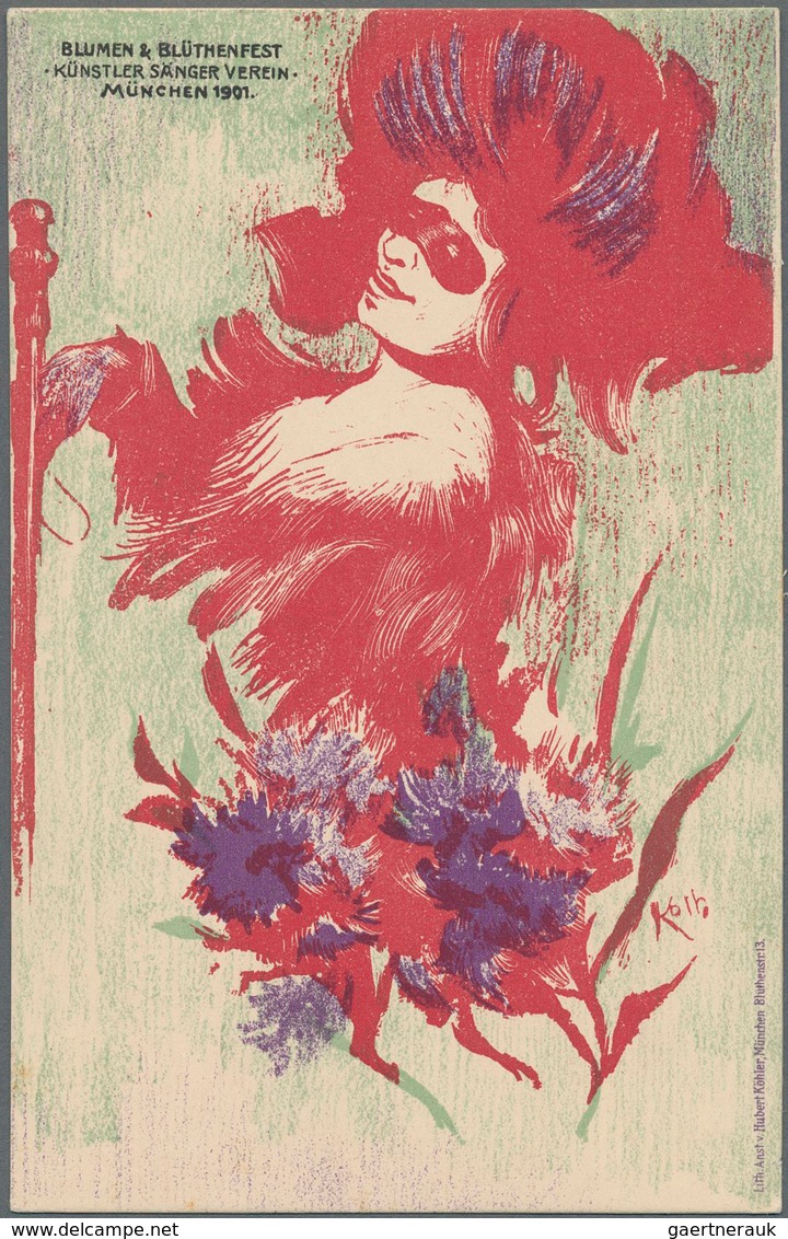 Ansichtskarten: Künstler / Artists: MÜNCHEN - KÜNSTLER SÄNGER VEREIN, "Blumen & Blütenfest 1901", Kl - Unclassified