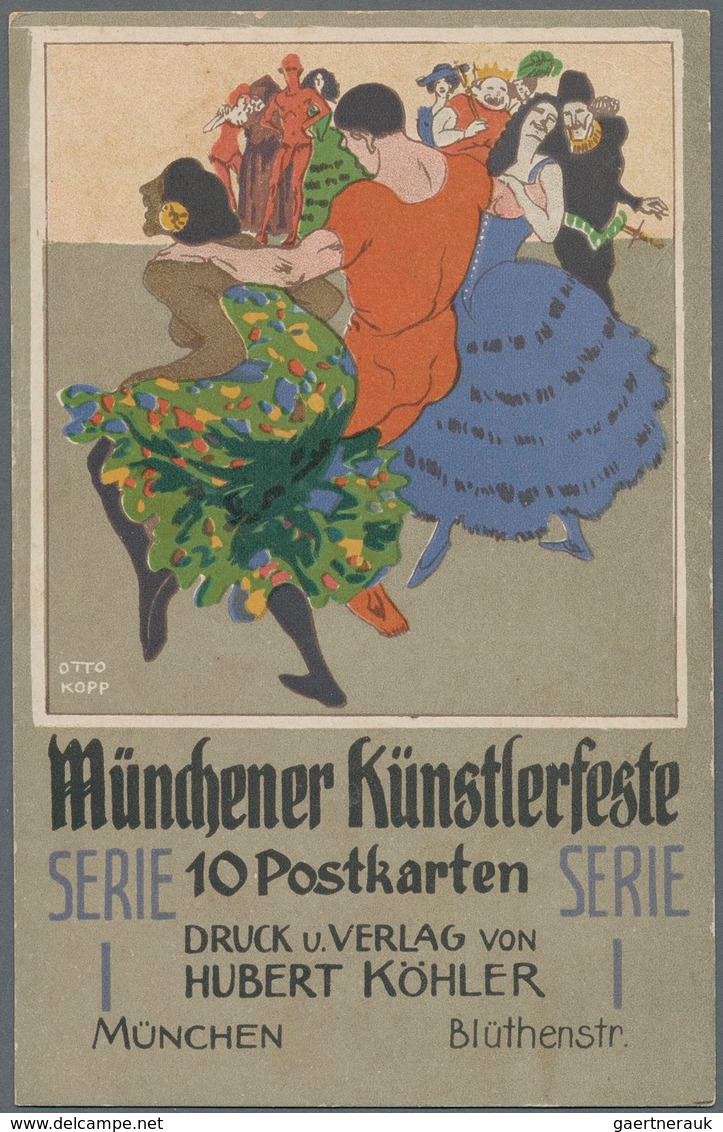 Ansichtskarten: Künstler / Artists: MÜNCHNER KÜNSTLERFESTE 1907/1923, Sehenswertes Lot Mit 11 Unters - Unclassified