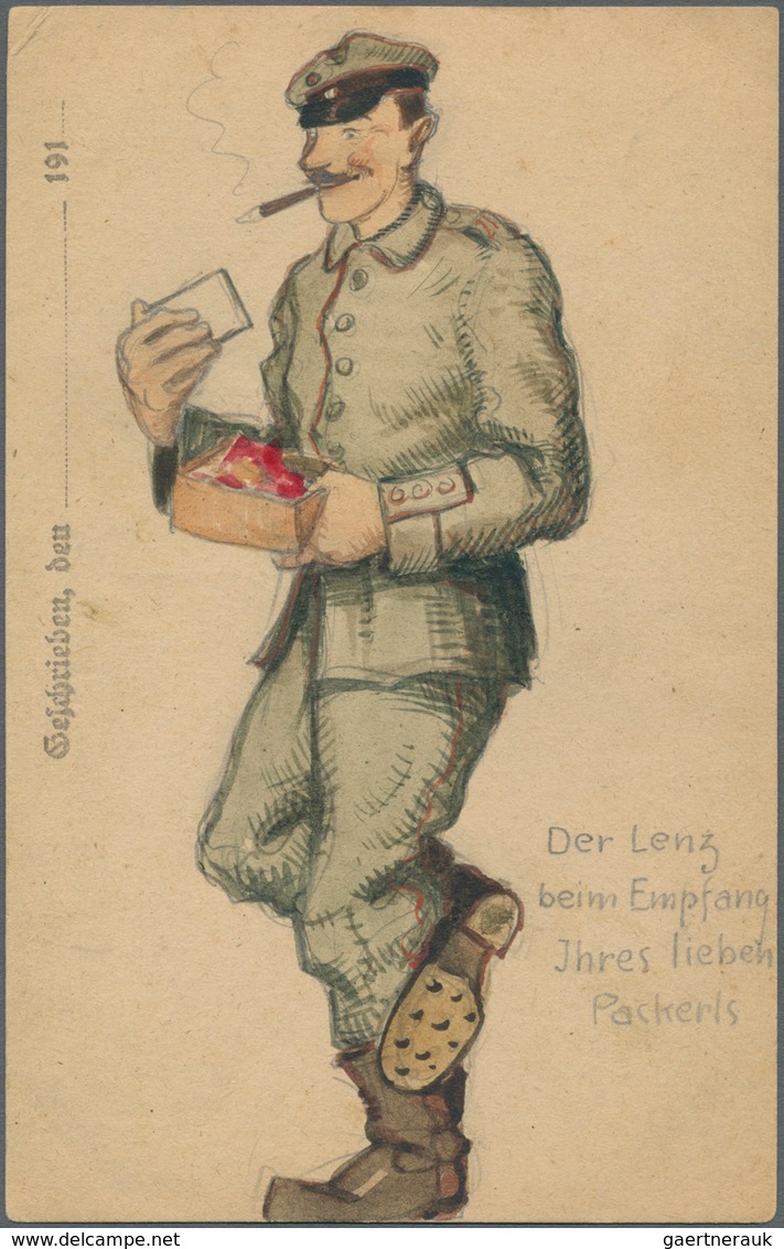 Ansichtskarten: Politik / Politics: 1914-1918, Partie Mit 18 Handgemalten Karten (meist Militärische - Personnages