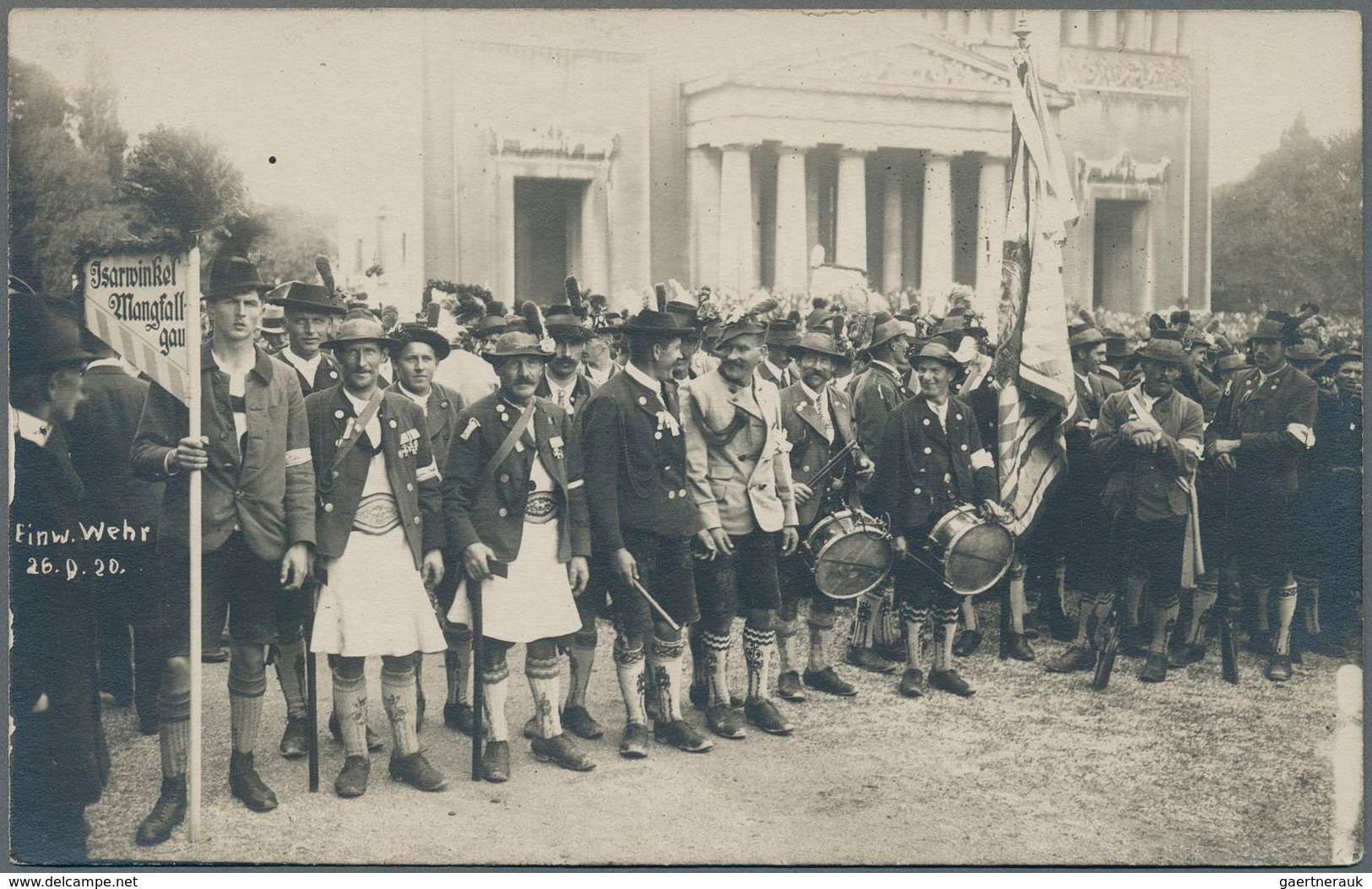 Ansichtskarten: Politik / Politics: LANDESSCHIESSEN DER EINWOHNER-WEHR BAYERN 1920, München Königspl - People