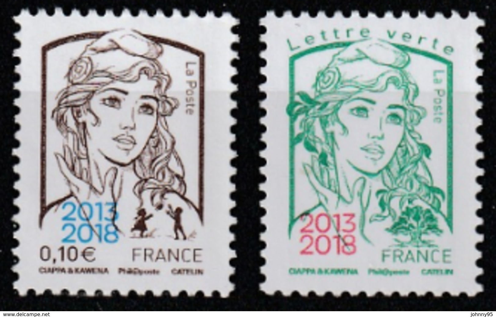 Année 2018 - N° 5234 Et 5235 - Marianne De Ciappa & Kawena - 0, 10 € + Lettre Verte Surchargés 2013-2018 - 2013-2018 Marianne De Ciappa-Kawena