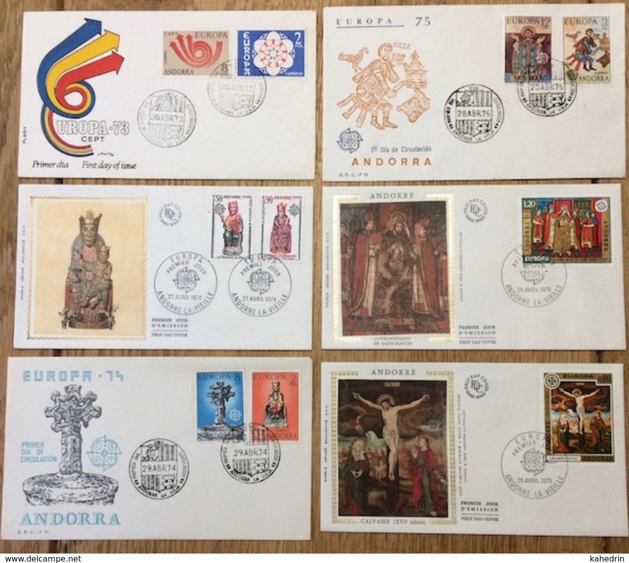 Andorra 1973 - 1975, Europa CEPT, 6x FDC (3 With Silk) - Andere & Zonder Classificatie