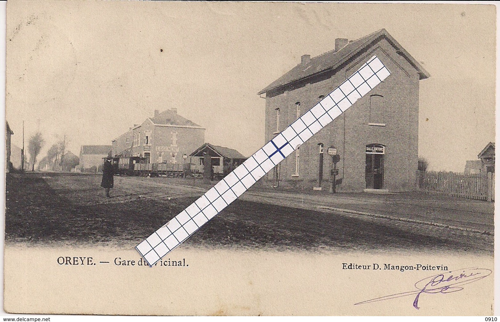 OREYE-BORGWORM "GARE DU VICINAL AVEC TRAM A VAPEUR-STOOMTRAM " EDIT.D.MANGON-POITEVIN-RRR - Waremme