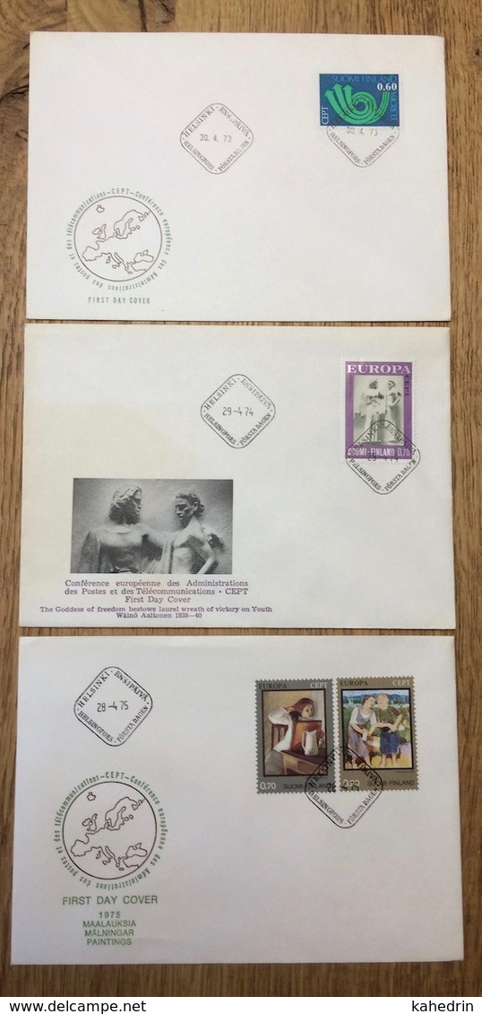 Finland 1973 - 1975, Europa CEPT, 3x FDC - Andere & Zonder Classificatie