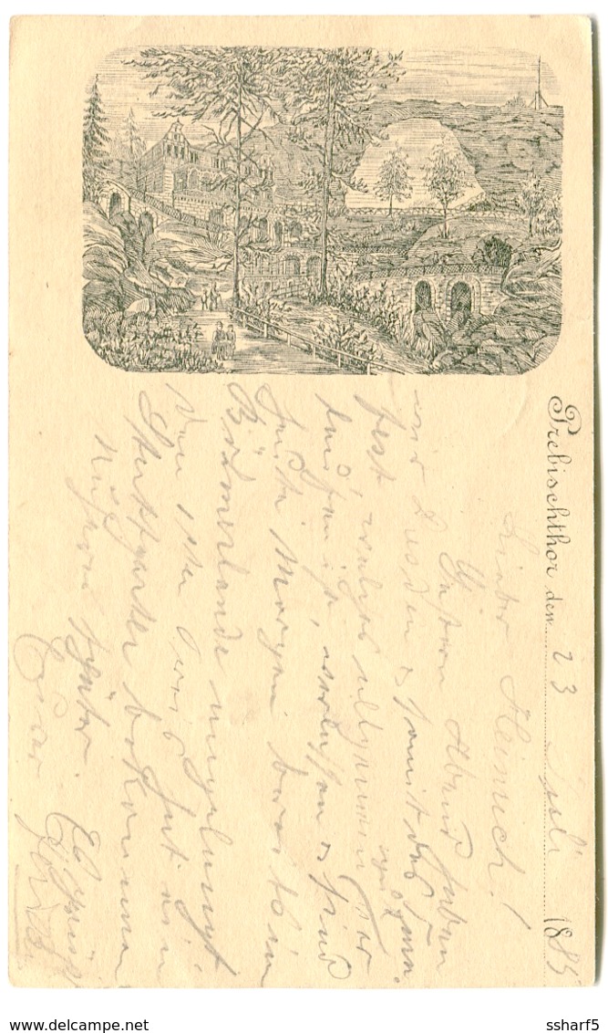 1885 PIONERKARTE Pioneer Postcard Prebischtor Pravčická Brána Nach Schweden Poststempel Herrnskretschen 26.7.1885 - Tchéquie