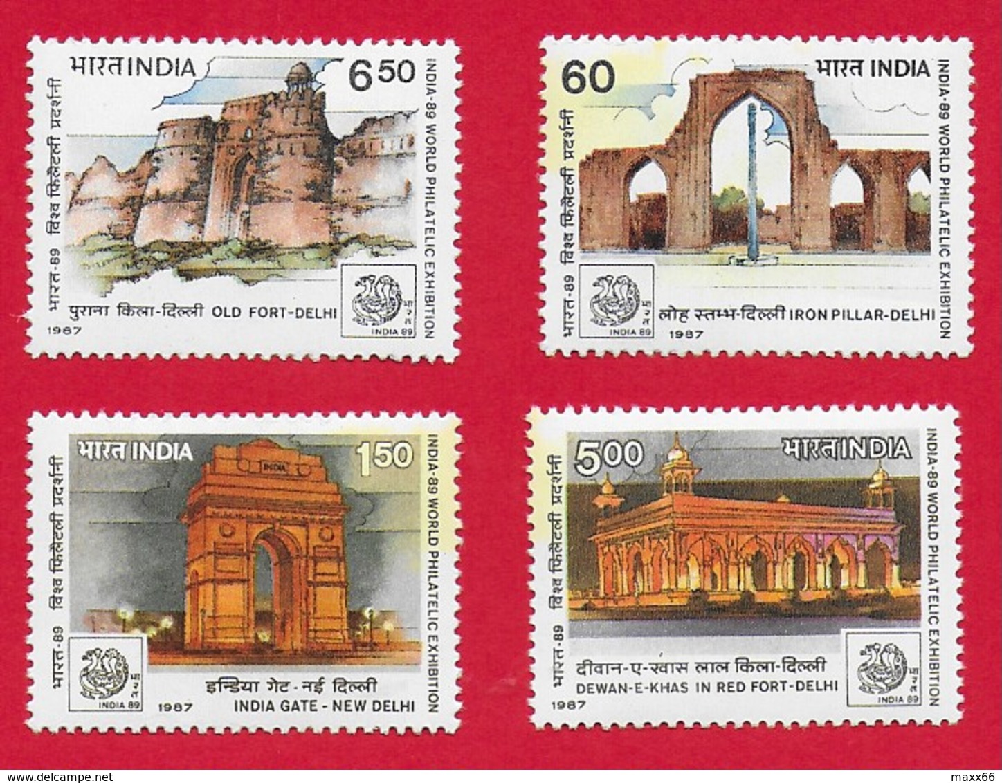 INDIA MNH - 1987 India '89 International Stamp Exhibition New Delhi - Vari ₹ - Michel IN 1116 - 1119 - Nuovi