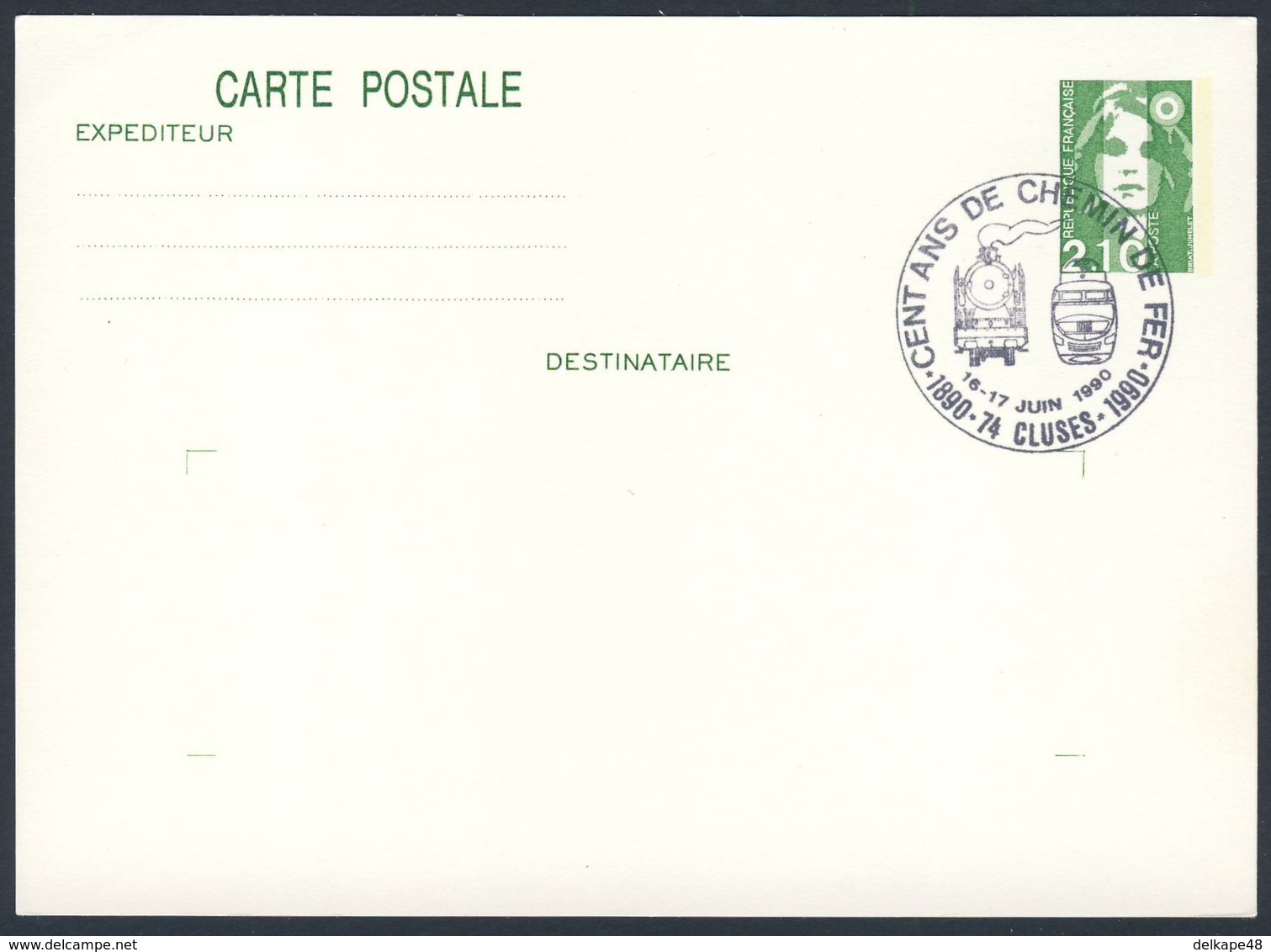 France Rep. Française 1990 Card / Karte / Carte - Cent. Ans Chemin De Fer, 1890-1990, Cluses / Eisenbahn - Treinen