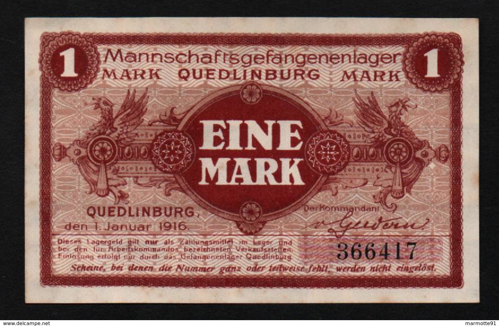 GEFANGENENLAGER GELD LAGERGELD BILLET CAMP QUEDLINBURG PRISONNIER ALLEMAGNE KG POW GUERRE 1914 1918 - Autres & Non Classés