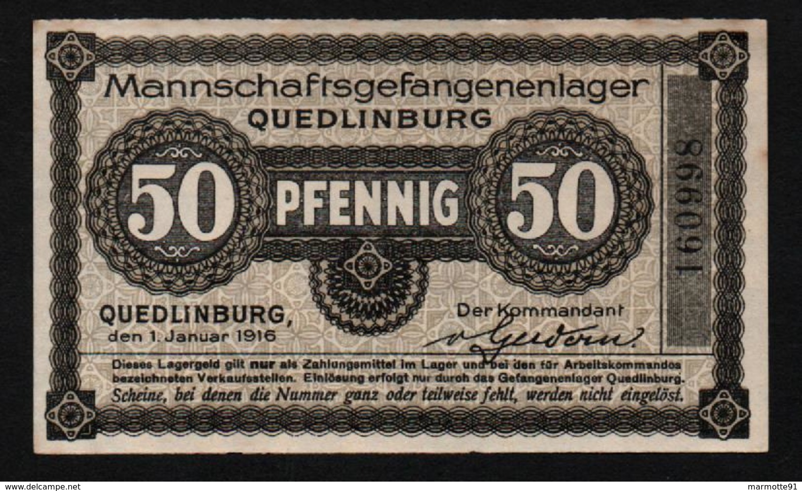 GEFANGENENLAGER GELD LAGERGELD BILLET CAMP QUEDLINBURG PRISONNIER ALLEMAGNE KG POW GUERRE 1914 1918 - Altri & Non Classificati