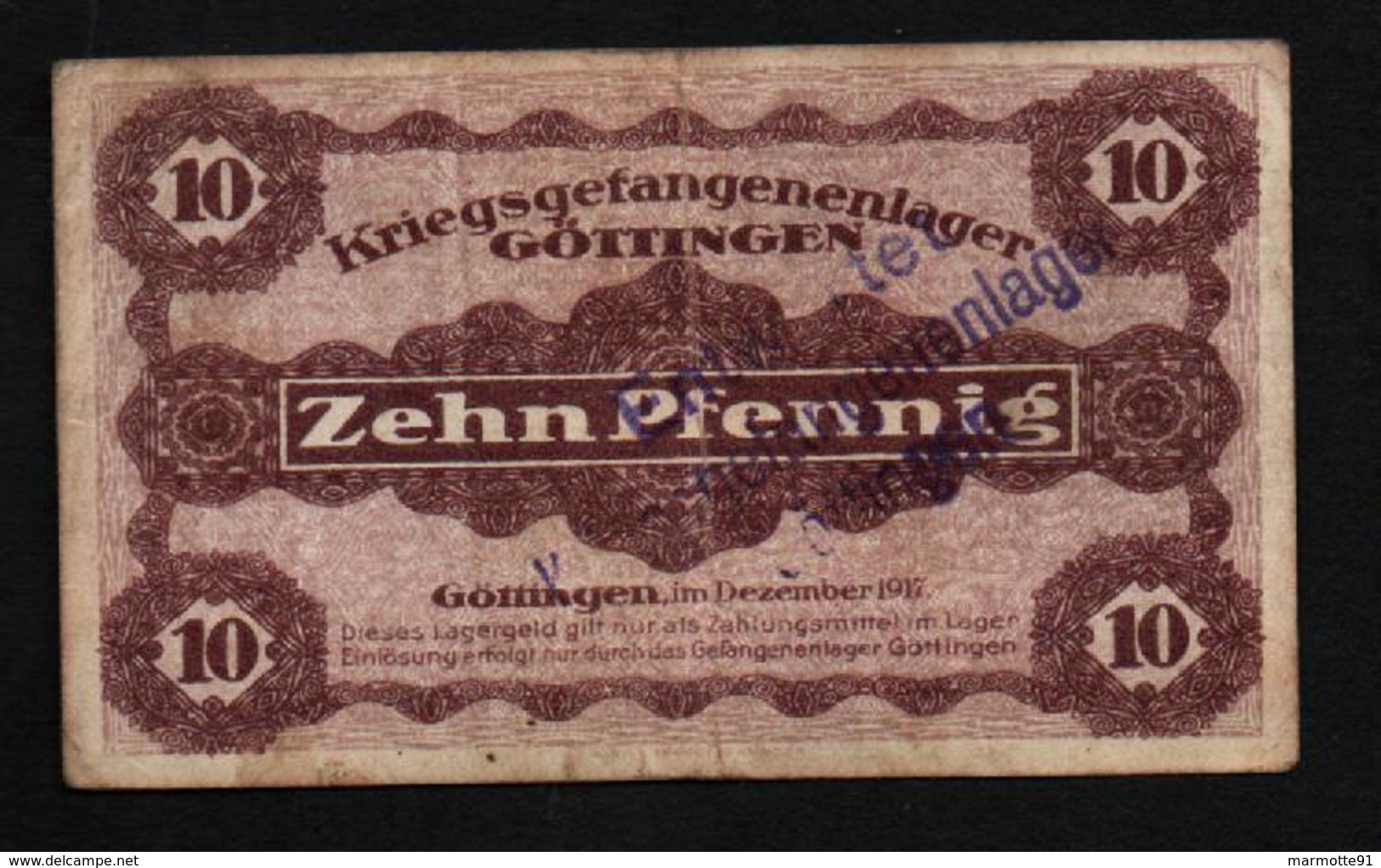 GEFANGENENLAGER GELD LAGERGELD BILLET CAMP GOTTINGEN PRISONNIER ALLEMAGNE KG POW GUERRE 1914 1918 - Andere & Zonder Classificatie