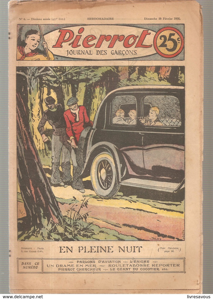 Pierrot Journal Des Garçons N°6 Du 10 Février 1935 EN PLEINE NUIT - Pierrot