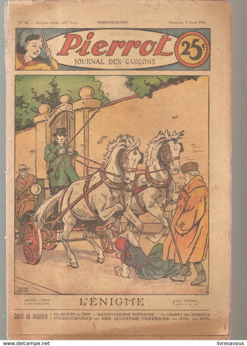 Pierrot Journal Des Garçons N°14 Du 7 Avril 1935 L'ENIGME - Pierrot