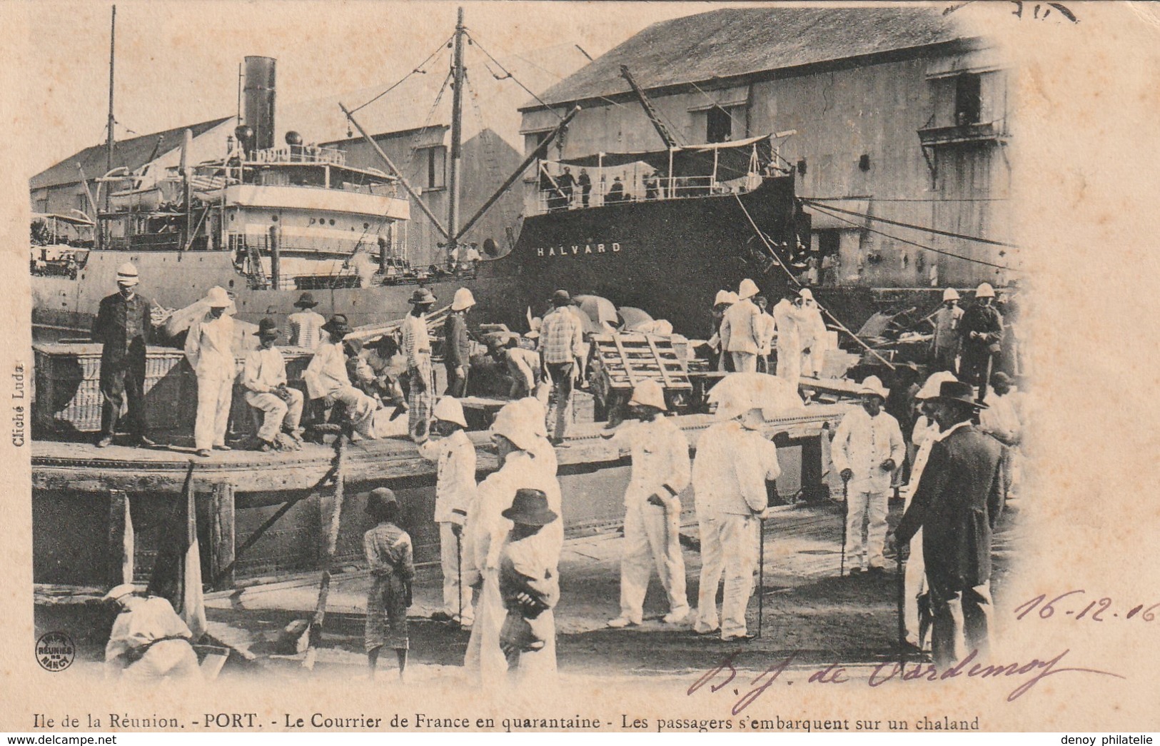 Ile De La Réunion - PORT - Le Courrier De France En Quarantaine - Les Passagers S'embarquent Sur Un Chaland /Cliché Luda - Autres & Non Classés