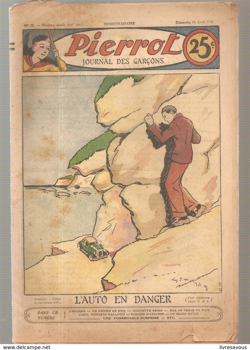 Pierrot Journal Des Garçons N°15 Du 14 Avril 1935 L'AUTO EN DANGER - Pierrot