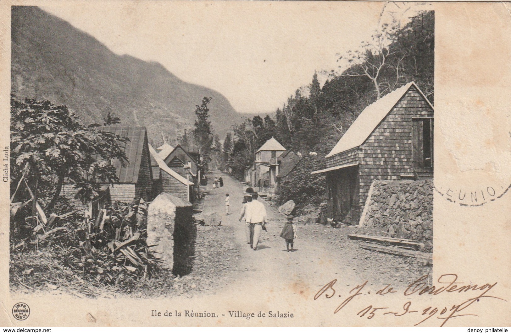 Ile De La Réunion - Village De Salazie Cliché Luda Ecrite 1907 - Autres & Non Classés