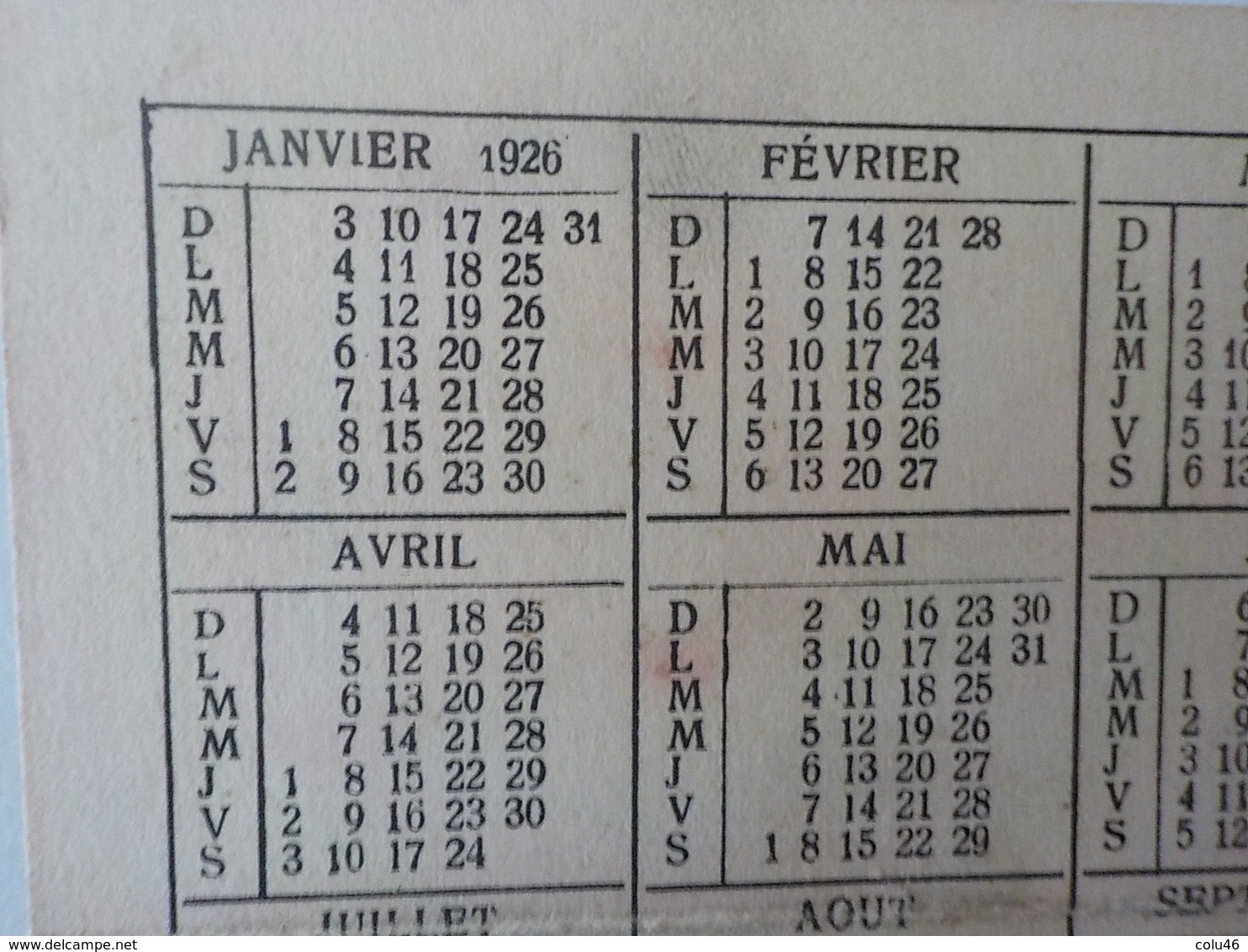 1926 Carte Parfumée Calendrier De La Corbeille Royale Suzanne Pub Mercerie Franière Floreffe - Anciennes (jusque 1960)