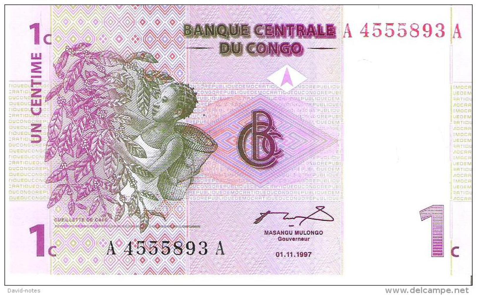 Congo - Pick 80 - 1 Centime 1997 - Unc - Repubblica Democratica Del Congo & Zaire