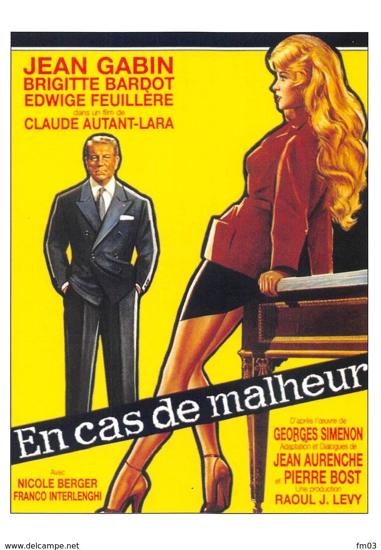 Brigitte Bardot Jean Gabin En Cas De Malheur - Manifesti Su Carta