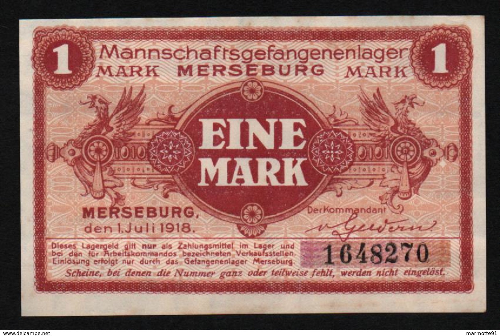 GEFANGENENLAGER GELD LAGERGELD BILLET CAMP MERSEBURG PRISONNIER ALLEMAGNE KG POW GUERRE 1914 1918 - Autres & Non Classés