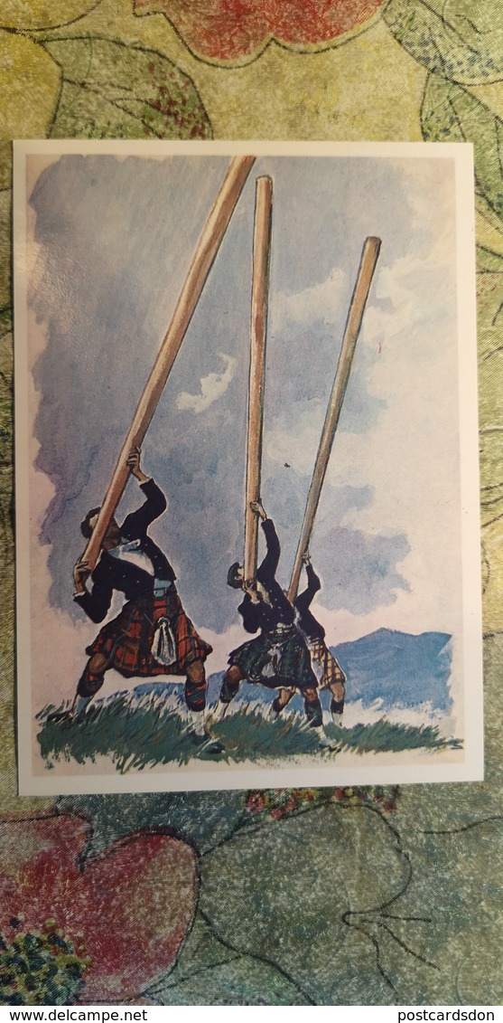 Regional Game. OLD USSR Postcard  - Cú Chulainn - Scotland - Wood Stick Competition - 1981 - Regional Games