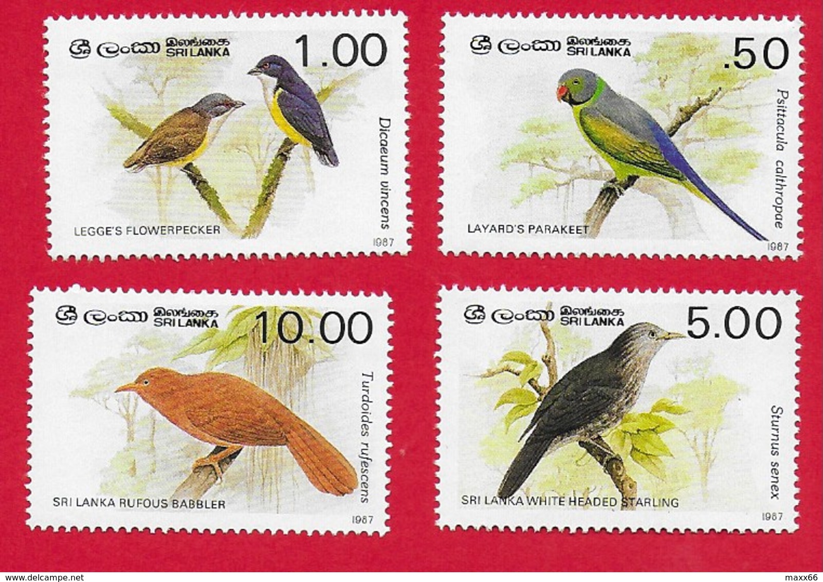 SRI LANKA MNH - 1987 Birds - Vari රු. - Michel LK 788 - 791 - Sri Lanka (Ceylon) (1948-...)