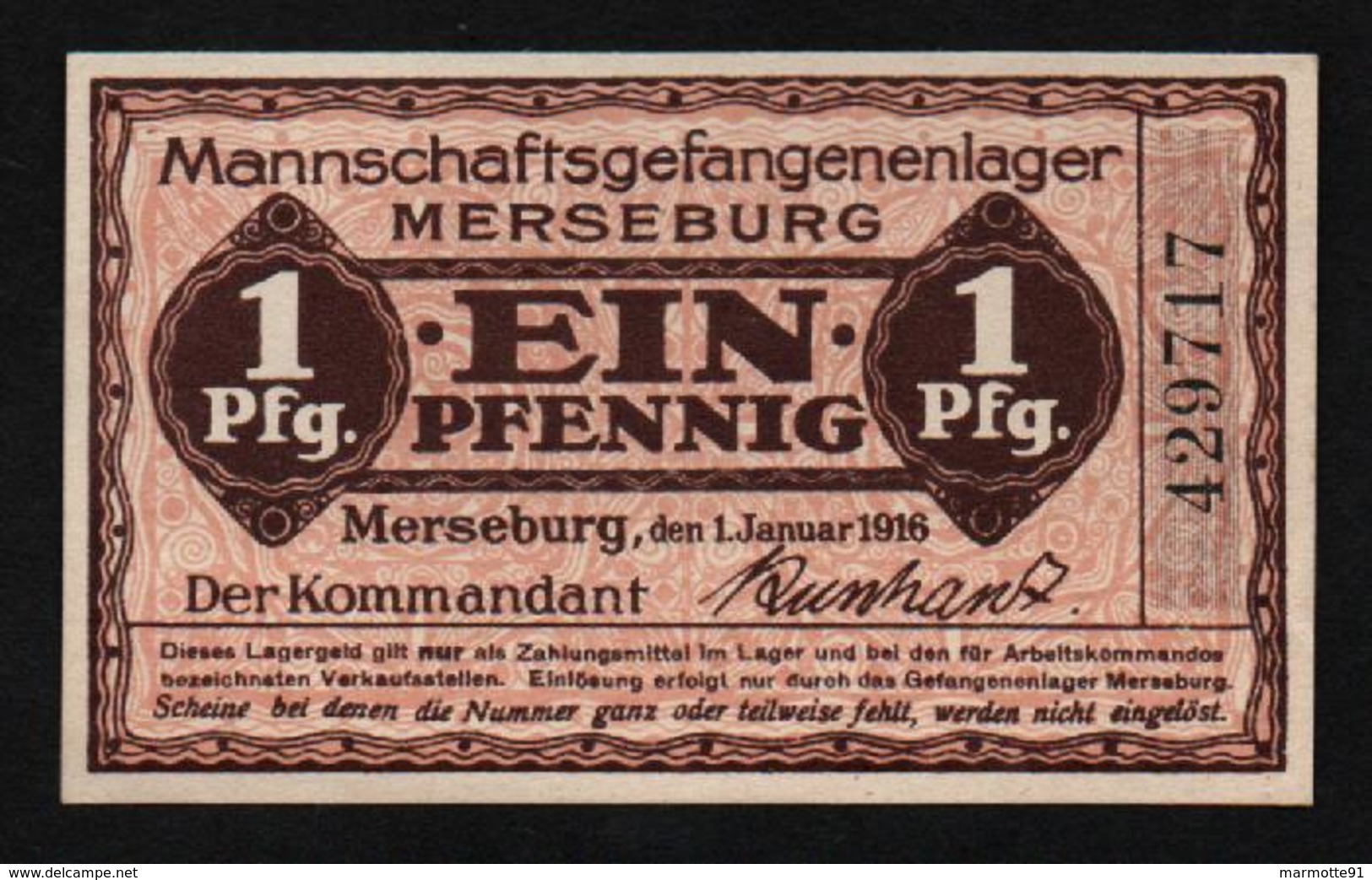 GEFANGENENLAGER GELD LAGERGELD BILLET CAMP MERSEBURG PRISONNIER ALLEMAGNE KG POW GUERRE 1914 1918 - Other & Unclassified