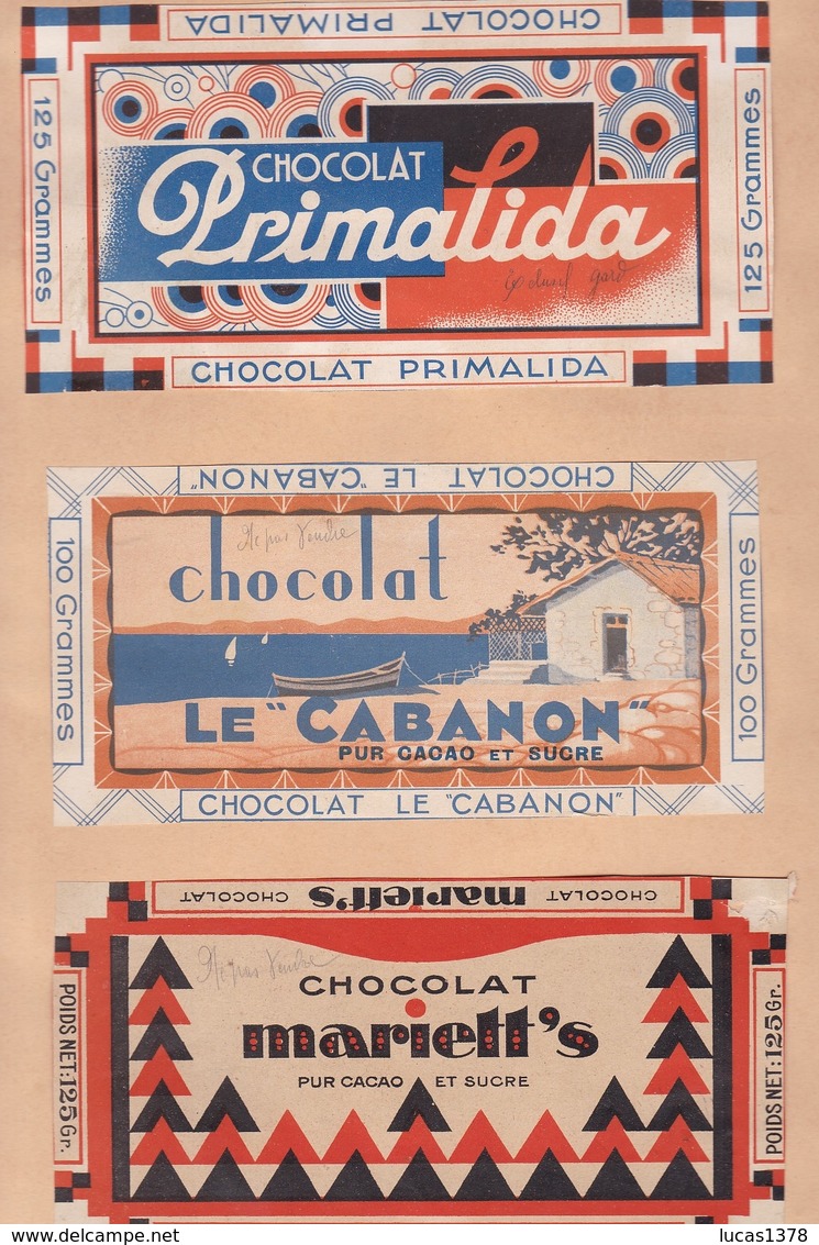 MAGNIFIQUE COLLECTION DE 37 ETIQUETTES ANCIENNES EMBALLAGE DE CHOCOLAT / RARE - Autres & Non Classés