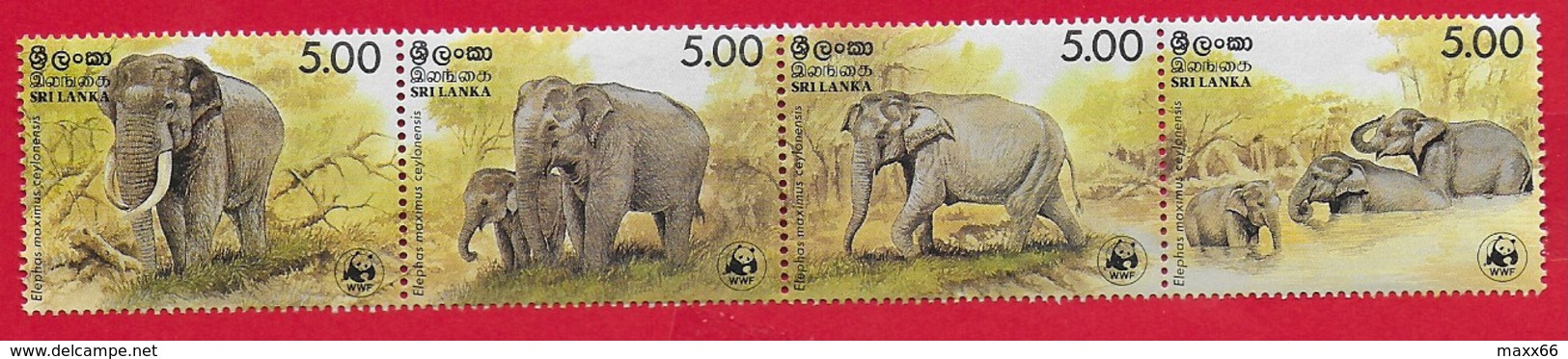 SRI LANKA MNH - 1986 WWF Sri Lanka Wild Elephant - 5,00 X 4 රු. - Michel LK 753 - 756 - Sri Lanka (Ceylon) (1948-...)