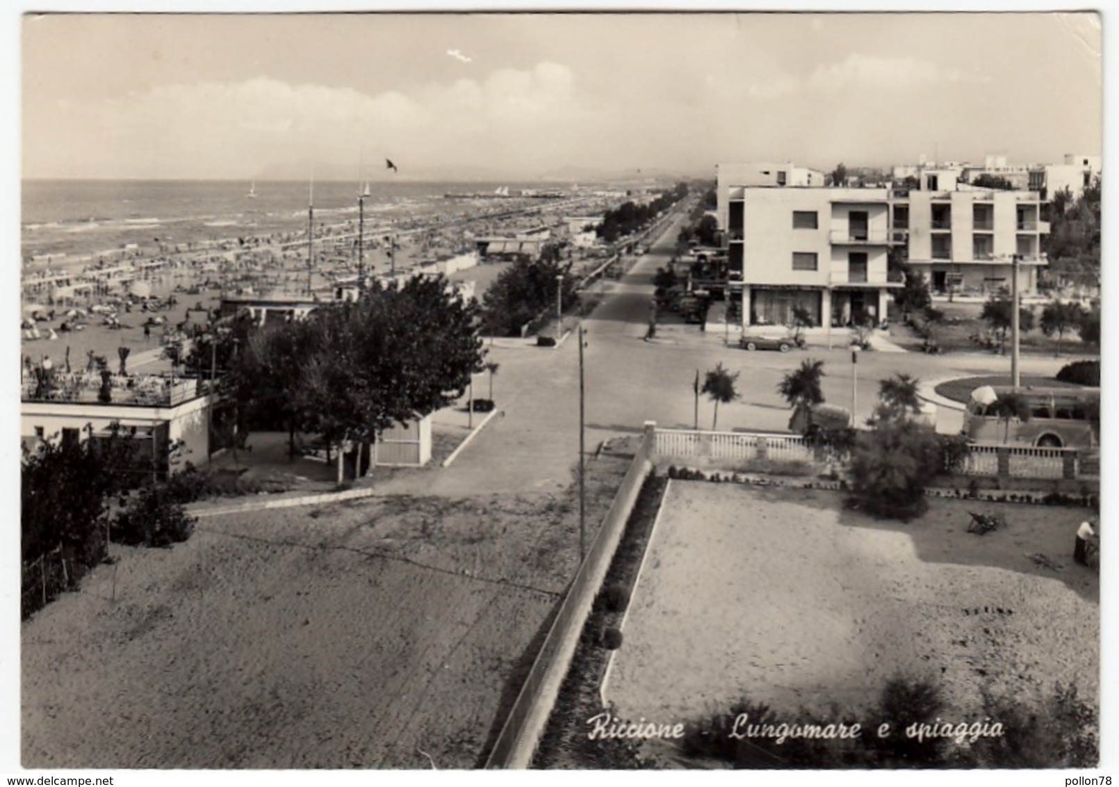 RICCIONE - LUNGOMARE E SPIAGGIA - RIMINI - 1959 - Rimini