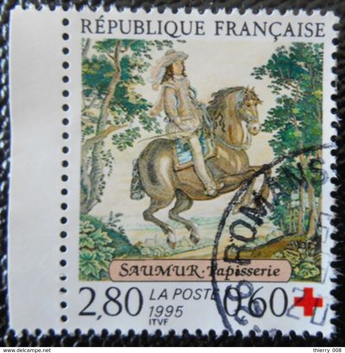 2946 France 1995 Oblitéré  Croix Rouge Tapisserie De Saumur Louis XIII à Cheval - Oblitérés