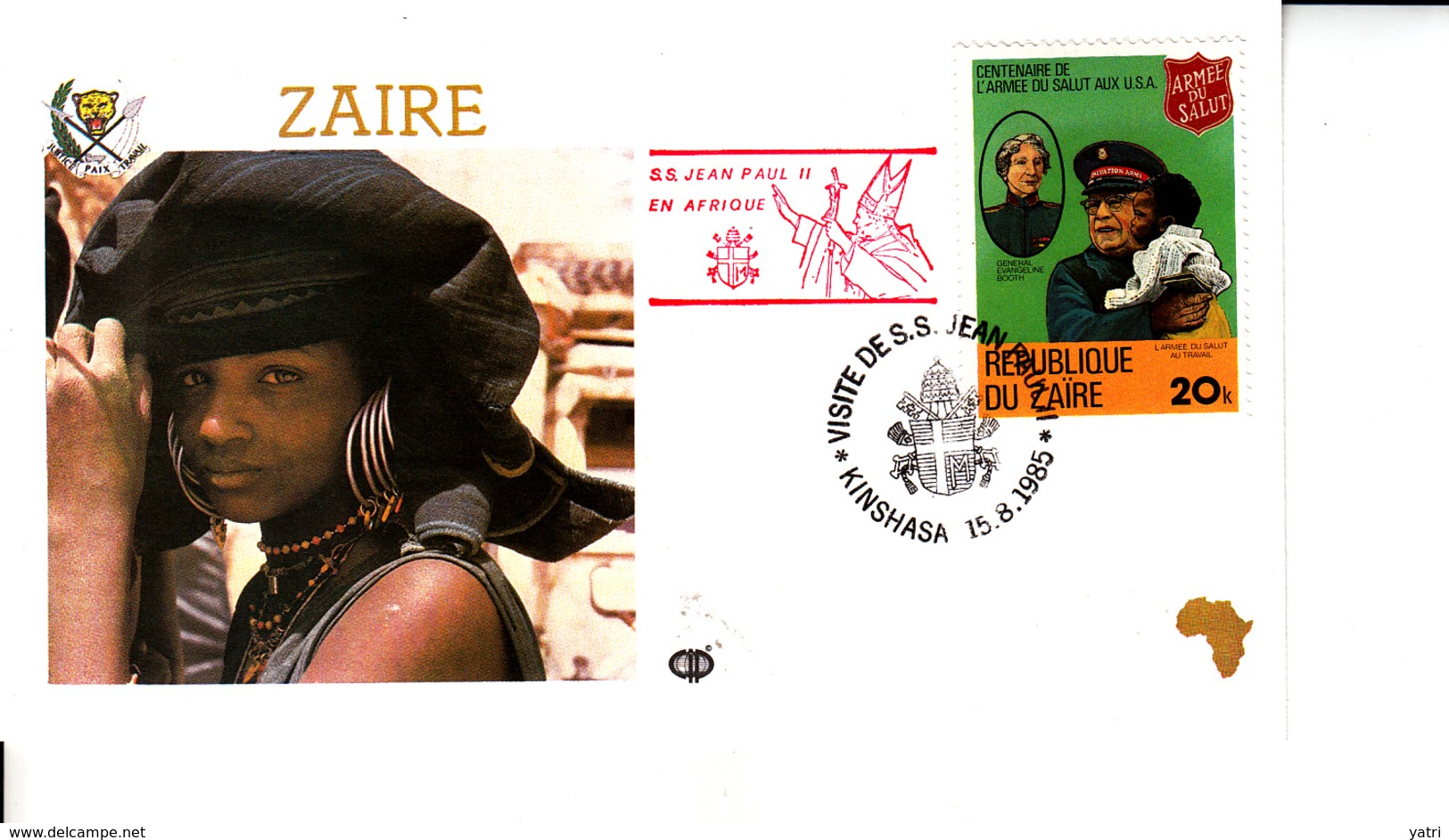 Zaire  (1985) - Busta Ricordo Del Viaggio Del Papa Giovanni Paolo II - Lettres