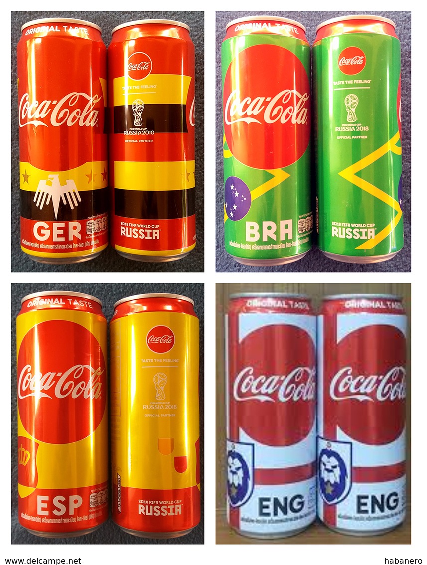 COCA COLA FIFA 2018 SOCCER FOOTBALL - 8 CANS FROM THAILAND - LIMITED COLLECTORS ITEMS - Dosen