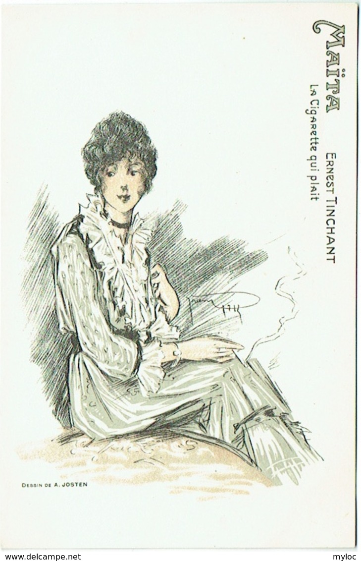 Publicité. MAÏTA, La Cigarette Qui Plait. Ernest Tinchant. Dessin De A Josten. Femme Et Cigarette. - Publicité