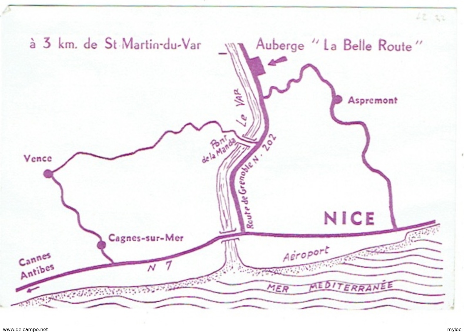 Carte Visite. Saint Martin Du Var. Auberge "La Belle Route" - Visitenkarten