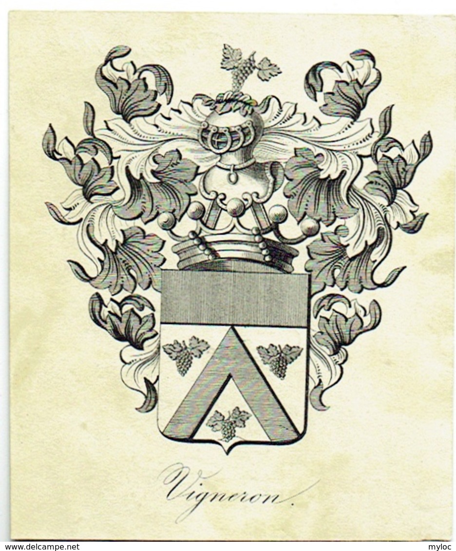 Ex Libris. Armoiries Avec Raisins. Vigneron. Au Dos écrit Bruges 1808. - Ex-libris