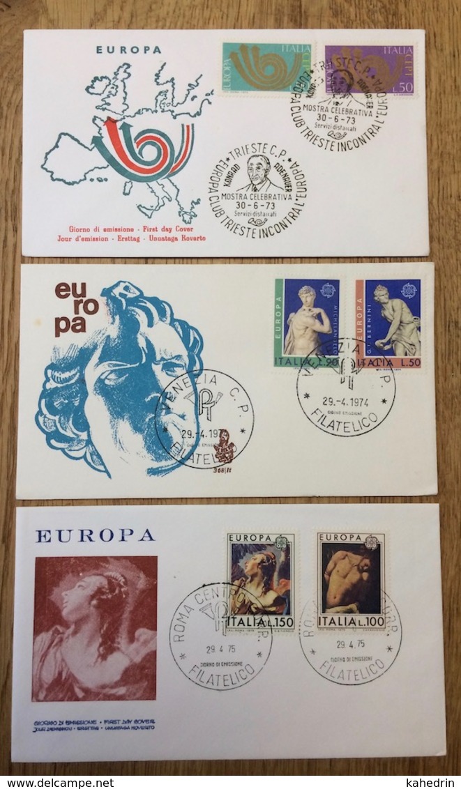 Italy 1973 - 1975, Europa CEPT, 3x FDC - Andere & Zonder Classificatie