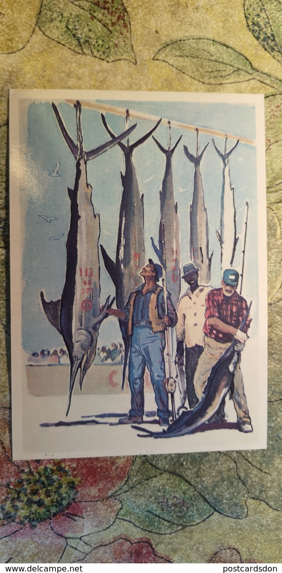 Regional Game,OLD USSR Postcard  - Cuba -  1981 - Sword Fish Fishing - Jeux Régionaux