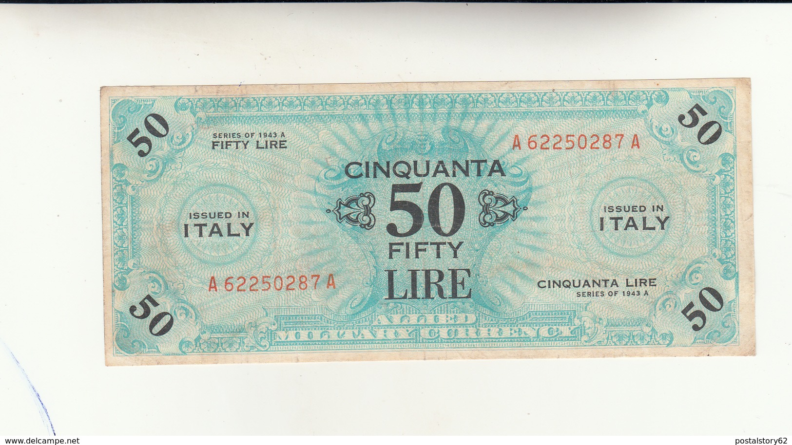 Italy, 50 Fifty Lire Occupazione Alleata 1943 - Ocupación Aliados Segunda Guerra Mundial