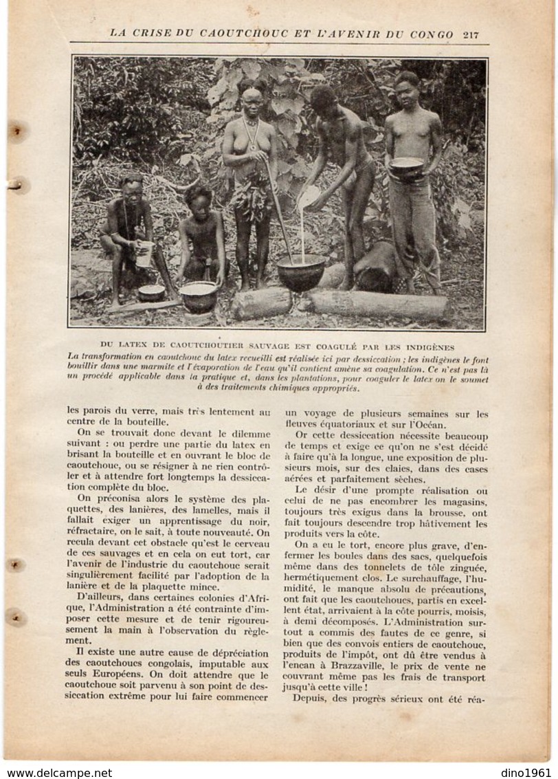 VP14.381 - Congo Français - Article De Journal - La Crise Du Caoutchouc Et L'Avenir Du Congo Français Par Francis MURY - Collections