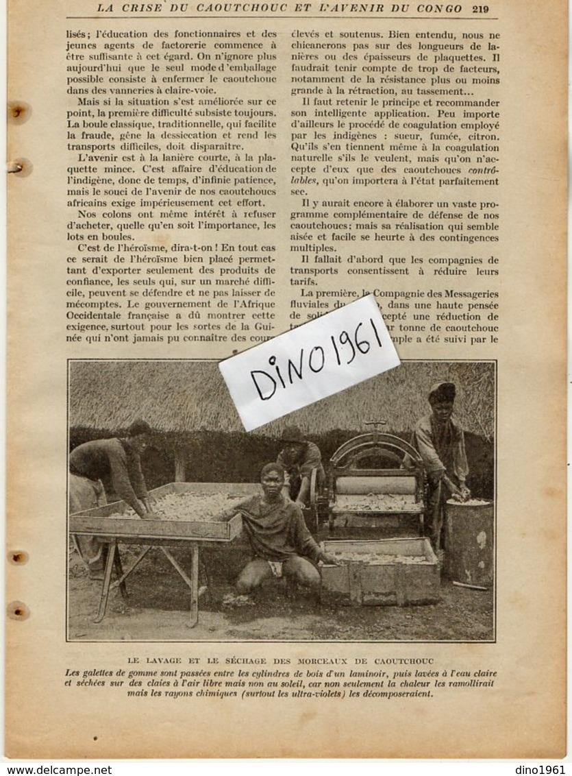 VP14.381 - Congo Français - Article de Journal - La Crise du Caoutchouc et l'Avenir du Congo Français par Francis MURY