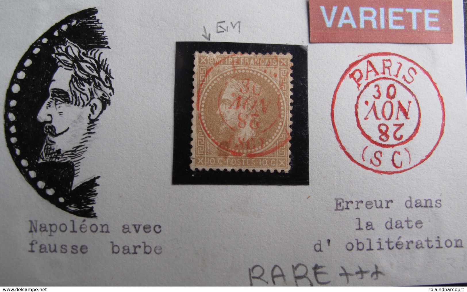 R1684/146 - N III N°28A - RARES Et SUPERBES VARIETES (☛ Signé ROUMET Expert)➤➤➤ Fausse Barbe + " EM " + ERREUR CàD ROUGE - 1863-1870 Napoleon III With Laurels