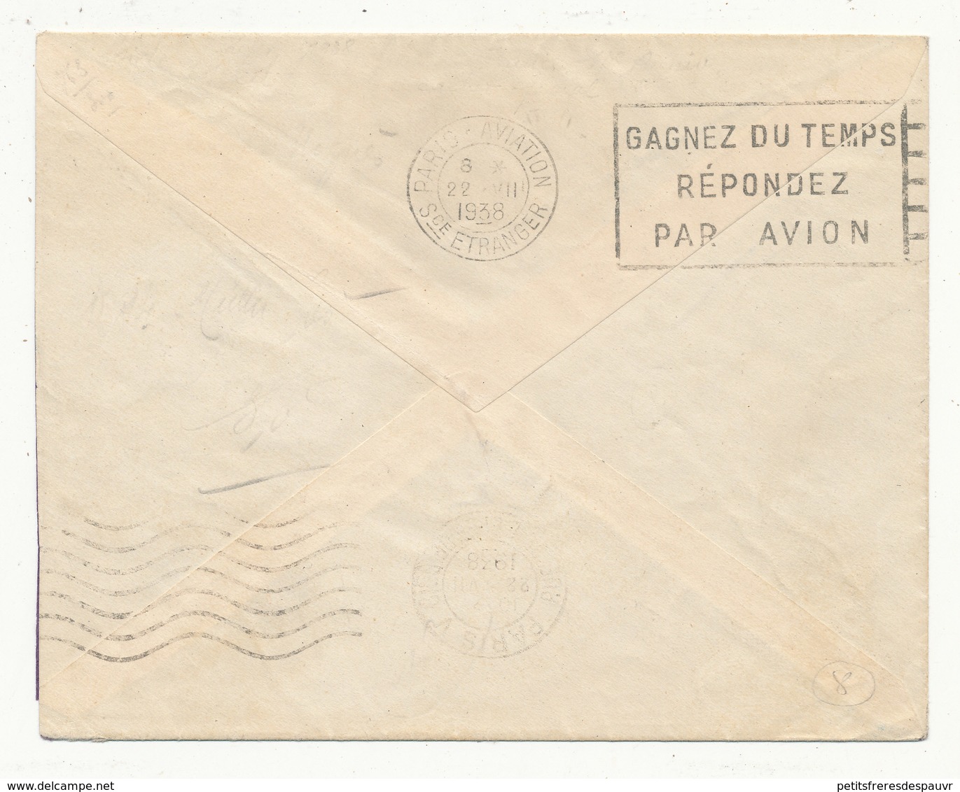 LIBAN Sur Lettre Par Avion Xème Anniversaire Vol Aéropostal France Liban Affranchie YT PA79 + 153  Beyrouth 19VII38 - Luftpost